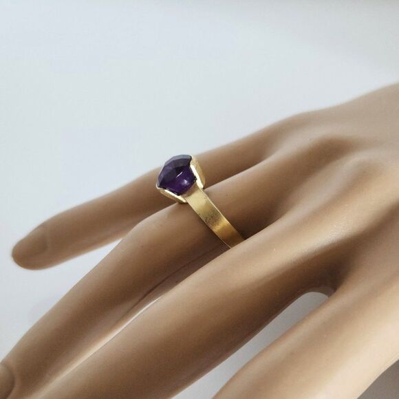Amethyst Deep Purple Ring 14K YG over Sterling Silver Size 7 - Picture 9 of 9